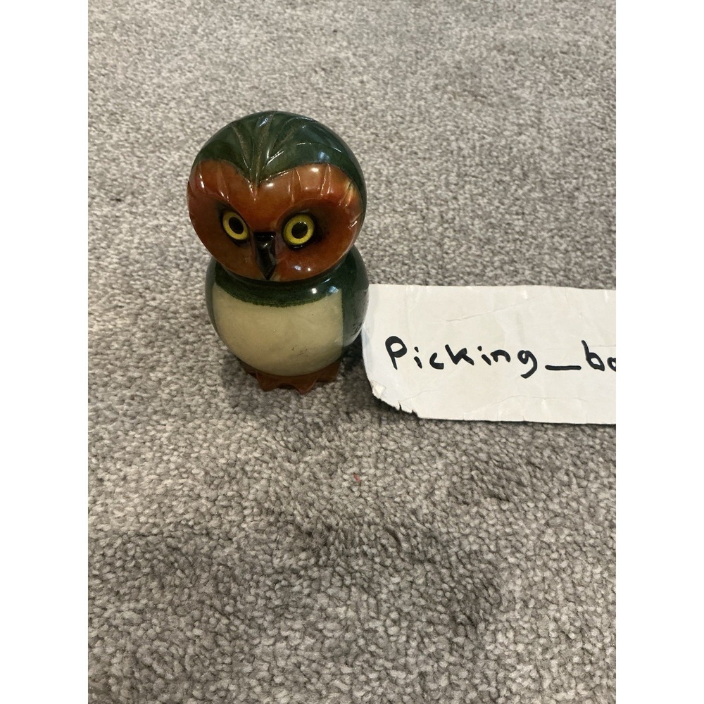Ducceschi Alabaster Owl Figurine Italy Hand Painted Bird Nature Home Decor